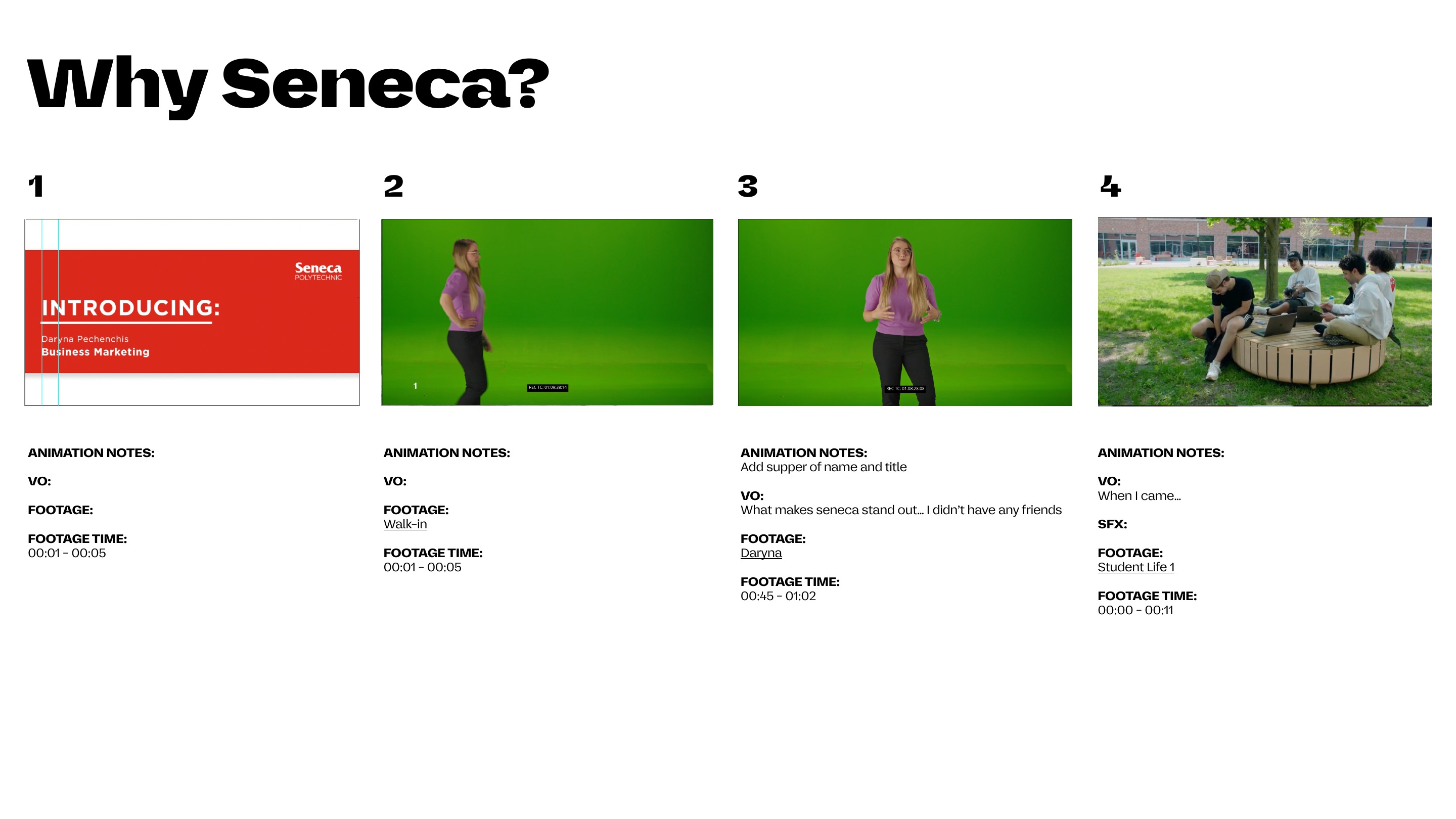 Seneca: Why Seneca? Storyboard project cover